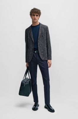 Veste Regular Fit en jersey stretch &agrave; micro&nbsp;motif, Bleu fonc&eacute;