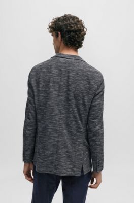 Veste Regular Fit en jersey stretch &agrave; micro&nbsp;motif, Bleu fonc&eacute;