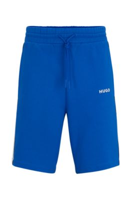 Hugo Cotton-terry Color-blocked Shorts With Contrast Panels In Light Blue