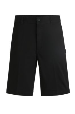 Regular-fit regular-rise shorts in cotton twill, Black
