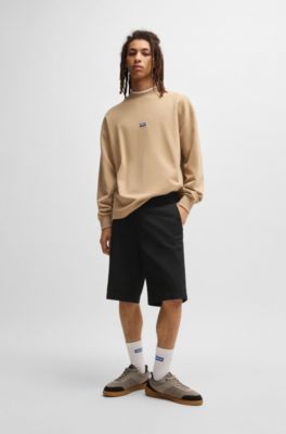 Regular-fit regular-rise shorts in cotton twill, Black