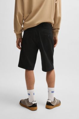 Regular-fit regular-rise shorts in cotton twill, Black