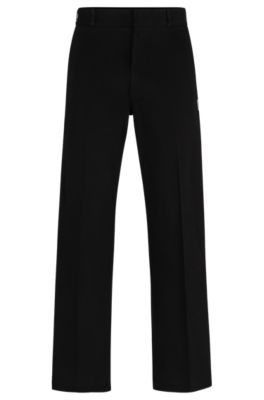 Shop Hugo Baggy-fit Trousers In Cotton Twill In Black