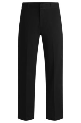 Hugo Boss Tapered-fit Drawstring Pants In Stretch-cotton Twill In Black
