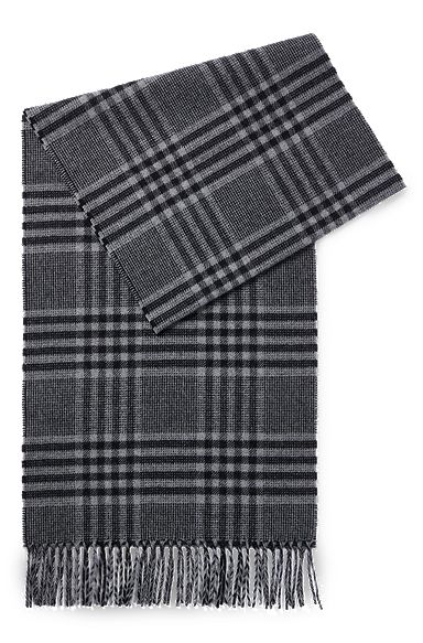 Woven scarf in soft wool with all-over pattern, Black