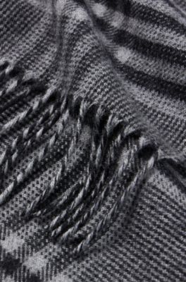 &Eacute;charpe tiss&eacute;e en laine douce &agrave; motif, Noir