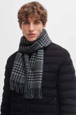 BOSS Black Lamico Cotton and Wool-Blend Scarf