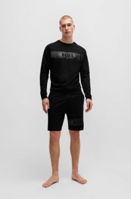 Sudadera en felpa de algod&oacute;n con logo estampado tonal, Negro