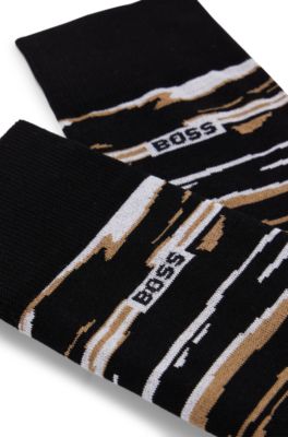 Striped regular-length socks in a mercerized-cotton blend, Black