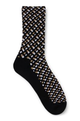 Hugo Boss Regular-length Socks With A Monogram Pattern In Black