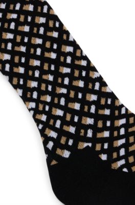 Regular-length socks with a monogram pattern, Black