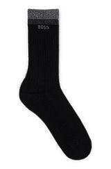 Quarter-length ribbed socks in a cotton blend, Black