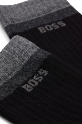 Quarter-length ribbed socks in a cotton blend, Black