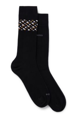Hugo Boss Two-pack Of Regular-length Socks With Signature Detail In Black