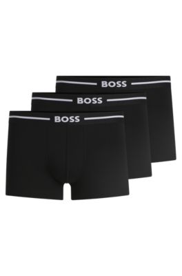 Three-pack of stretch-cotton trunks with logo waistbands