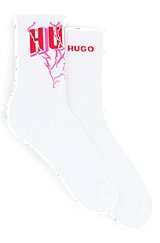 Two-pack of short socks with logos, White