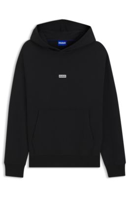 Logo-detail hoodie in cotton terry, Black