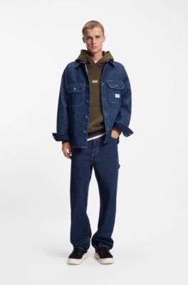 Sweat &agrave; capuche Loose en molleton de coton avec d&eacute;tails logot&eacute;s, Marron fonc&eacute;