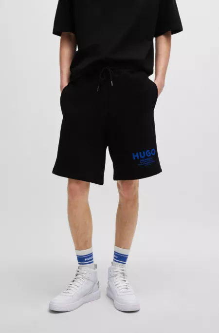 Loose-fit shorts in cotton terry with logo print