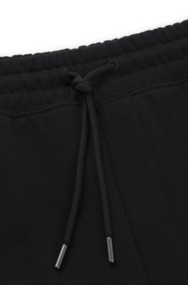 Loose-fit shorts in cotton terry with logo print, Black