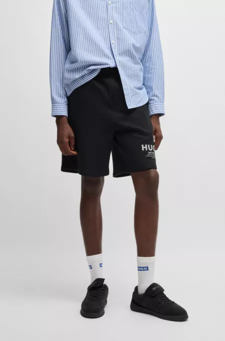 Loose-fit shorts in cotton terry with logo print