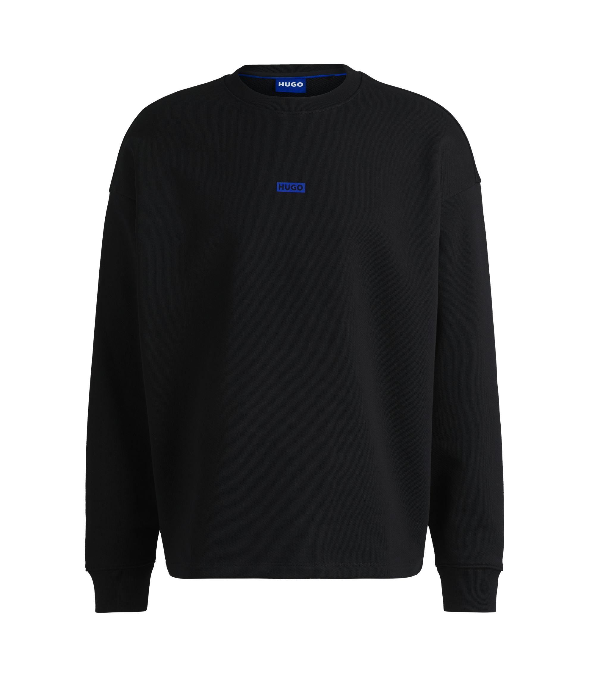HUGO - Logo-print sweatshirt in cotton terry - Black
