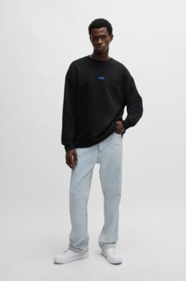 Logo-print sweatshirt in cotton terry, Black