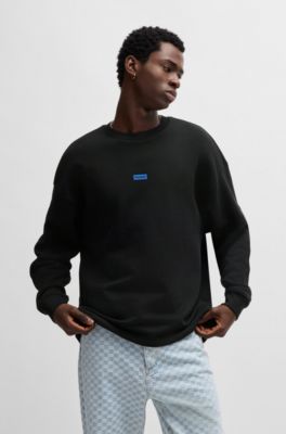 Logo-print sweatshirt in cotton terry, Black