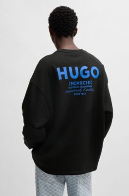Logo-print sweatshirt in cotton terry, Black