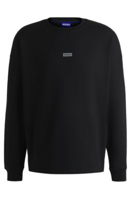 Logo-print sweatshirt in cotton terry, Black