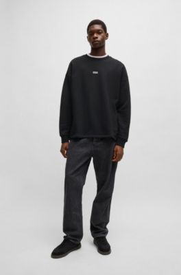 Logo-print sweatshirt in cotton terry, Black