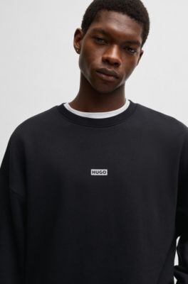 Logo-print sweatshirt in cotton terry, Black