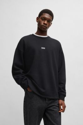 Logo-print sweatshirt in cotton terry, Black