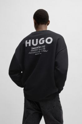 Logo-print sweatshirt in cotton terry, Black