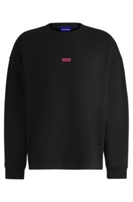 Logo-print sweatshirt in cotton terry, Black