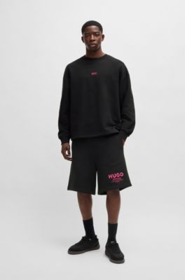 Logo-print sweatshirt in cotton terry, Black