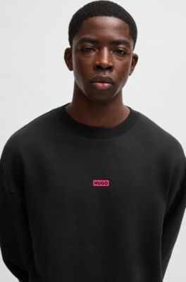 Logo-print sweatshirt in cotton terry, Black