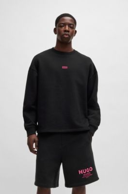 Logo-print sweatshirt in cotton terry, Black