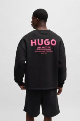 Logo-print sweatshirt in cotton terry, Black