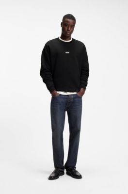 Sudadera de felpa de algod&oacute;n con logo estampado, Negro