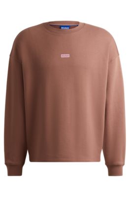 Hugo Boss Cotton-terry Sweatshirt With Logo Print In Brown