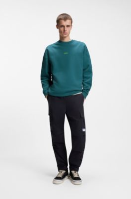 Logo-print sweatshirt in cotton terry, Turquoise