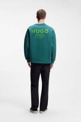 Logo-print sweatshirt in cotton terry, Turquoise