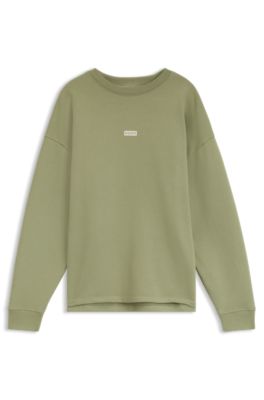 Logo-print sweatshirt in cotton terry, Beige