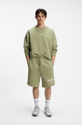 Logo-print sweatshirt in cotton terry, Beige