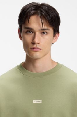 Logo-print sweatshirt in cotton terry, Beige