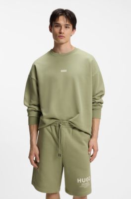 Logo-print sweatshirt in cotton terry, Beige