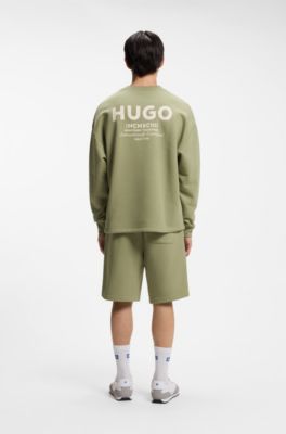 Logo-print sweatshirt in cotton terry, Beige