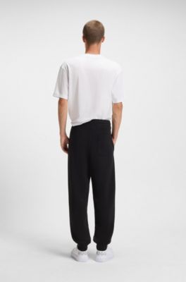 Bas de surv&ecirc;tement en molleton de coton avec logo imprim&eacute;, Noir