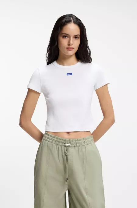 Logo-badge slim-fit T-shirt in stretch cotton
